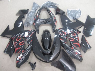 ZX10R 2006-2007 - Schwarz Rot Weiß Flamme Ninja