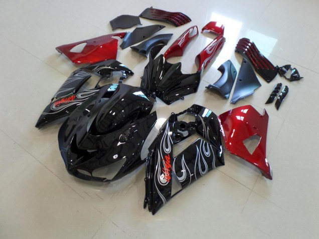 ZX14R ZZR 1400 2006-2011 - Schwarze und rote Silberflamme